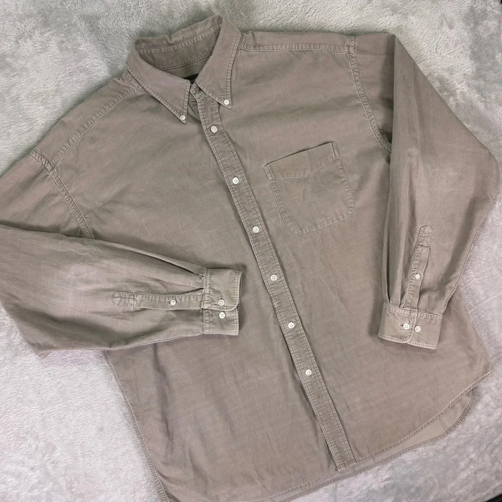 Banana Republic Men's‎ Corduroy Button Down Shirt Size XL Gray Long Sleeve